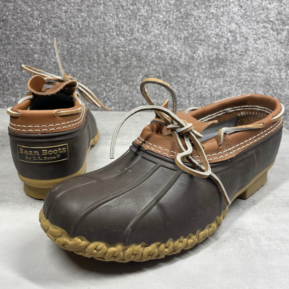 LL Bean Duck Boots Mens 10 Rubber Leather Low Top Slip On Shoes Made in Maine